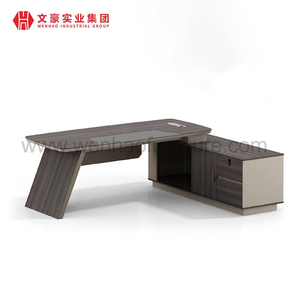 Mesa de escritório luxuosa Boss moderna em forma de L Ceo Mesa de escritório executivo Móveis de escritório comercial