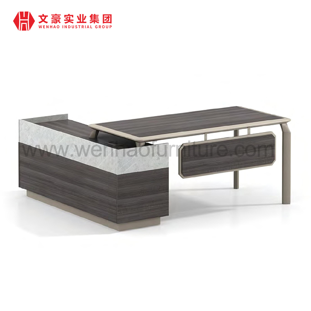 Novo design de mobiliário de escritório Mesa de escritório em forma de L Mesa de escritório executiva do CEO