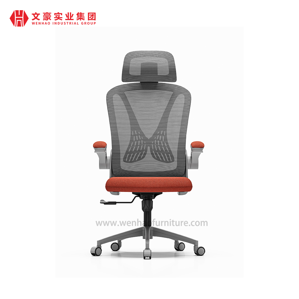 Cadeiras ergonômicas do escritório da malha com fábrica estofada alaranjada ajustável da cadeira de mesa do apoio de cabeça e do braço