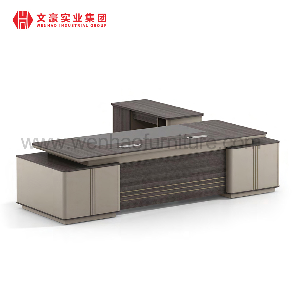 Mesa de trabalho luxuosa de design moderno de alta qualidade Mesa de escritório executiva com gabinete e móveis de escritório 
