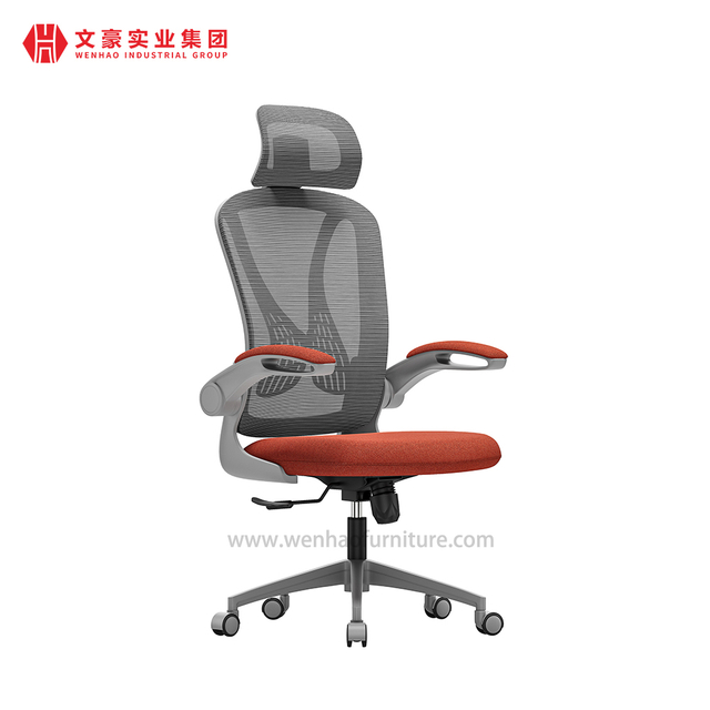 Cadeiras ergonômicas do escritório da malha com fábrica estofada alaranjada ajustável da cadeira de mesa do apoio de cabeça e do braço