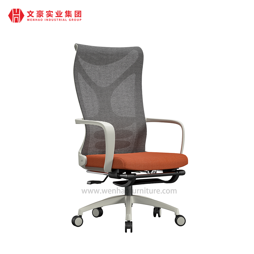 Fabricantes modernos de cadeiras de escritório de malha na China cadeira de mesa estofada laranja com apoio para os pés