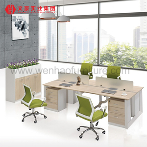 Mesa de trabalho Wenhao Furniture com gavetas Mesa de computador de escritório para 4 pessoas para trabalho