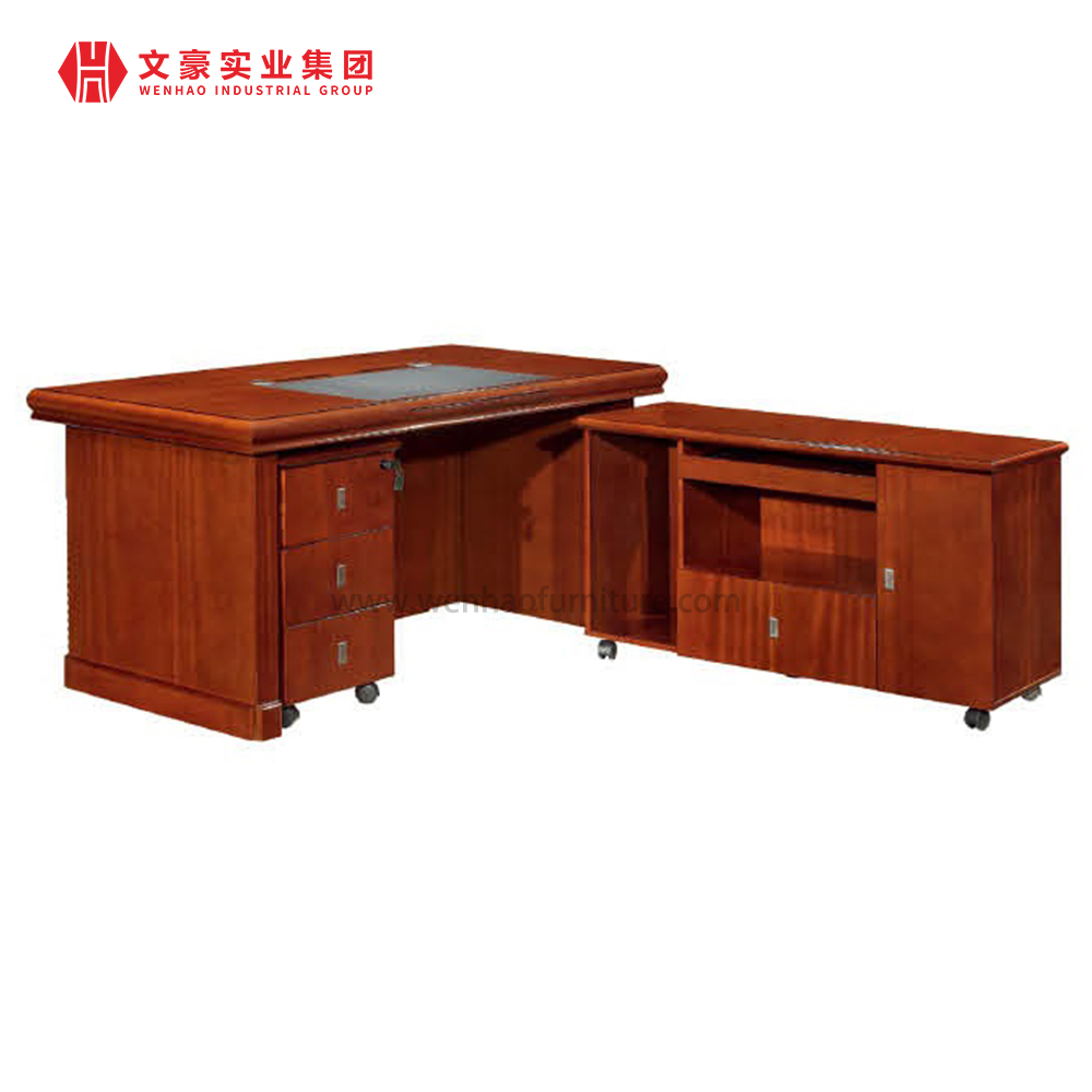 Mesa de escritório durável estilo chinês, supervisor de mesa de escritório de base dupla com gaveta e armário de arquivo