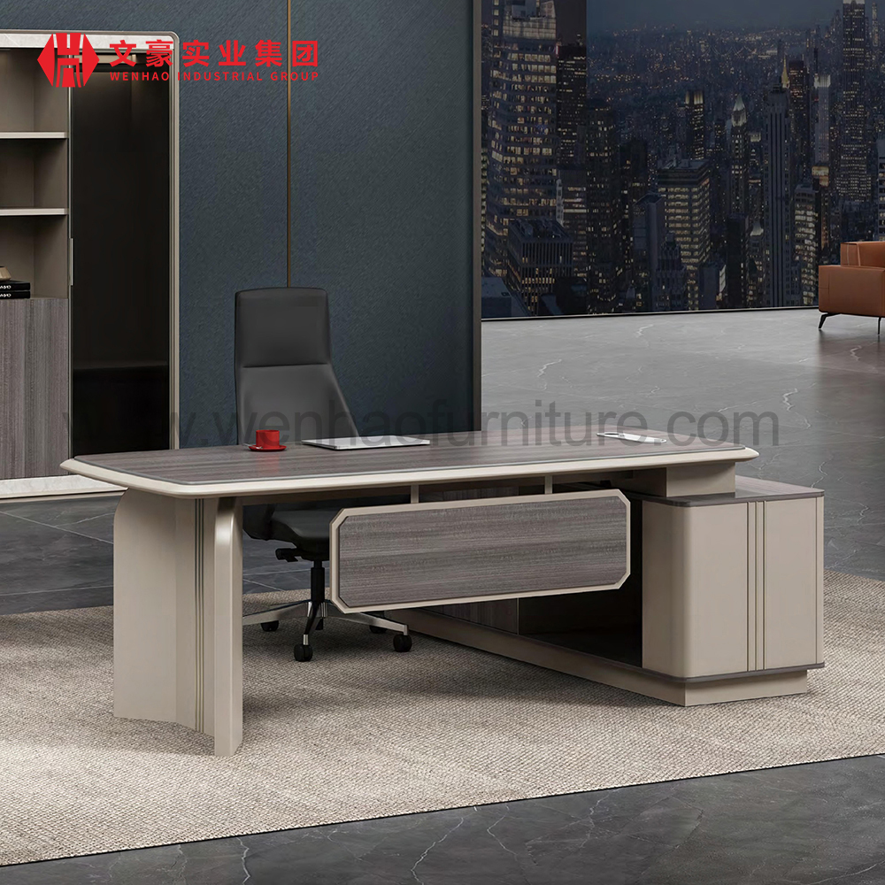 Mobiliário de escritório em forma de L Mesa de reunião de chefe Mesa de trabalho de equipe de conferência
