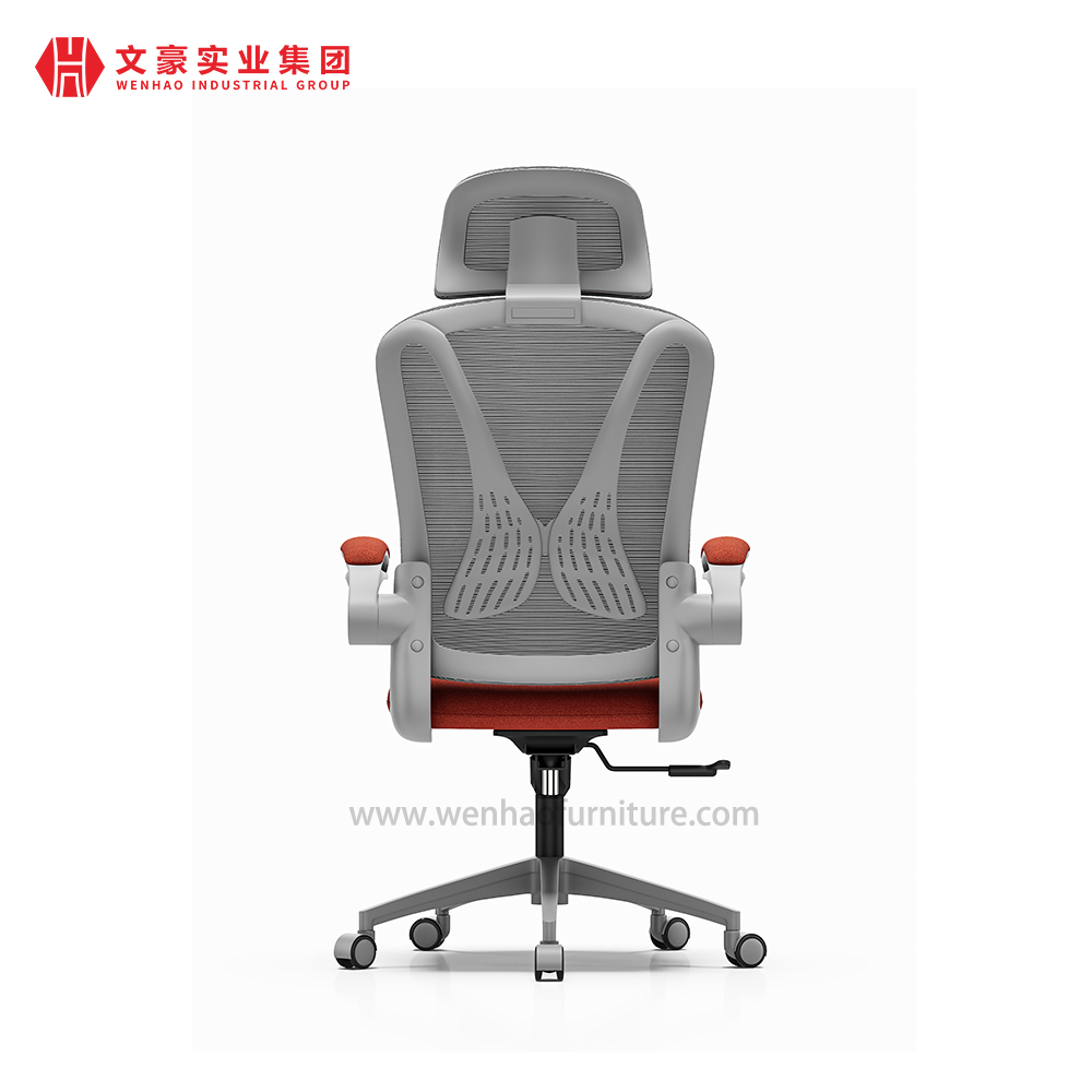 Cadeiras ergonômicas do escritório da malha com fábrica estofada alaranjada ajustável da cadeira de mesa do apoio de cabeça e do braço