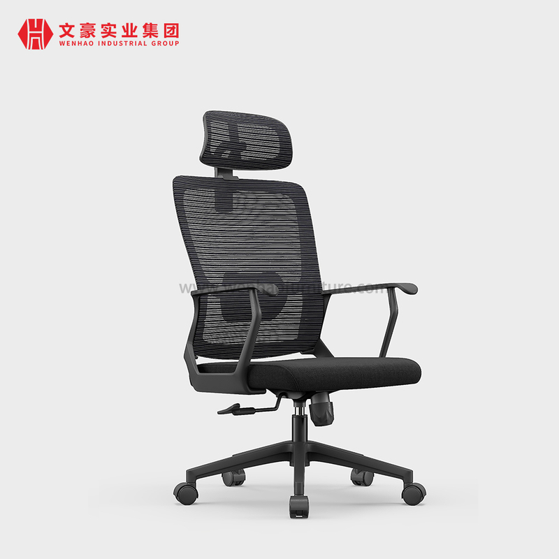 Cadeira de escritório ergonômica de malha executiva preta moderna com encosto de cabeça cadeiras de mesa estofadas giratórias