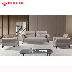 Wenhao Furniture Factory Luxo Couro Pequeno Conjunto de Sofás para Escritórios