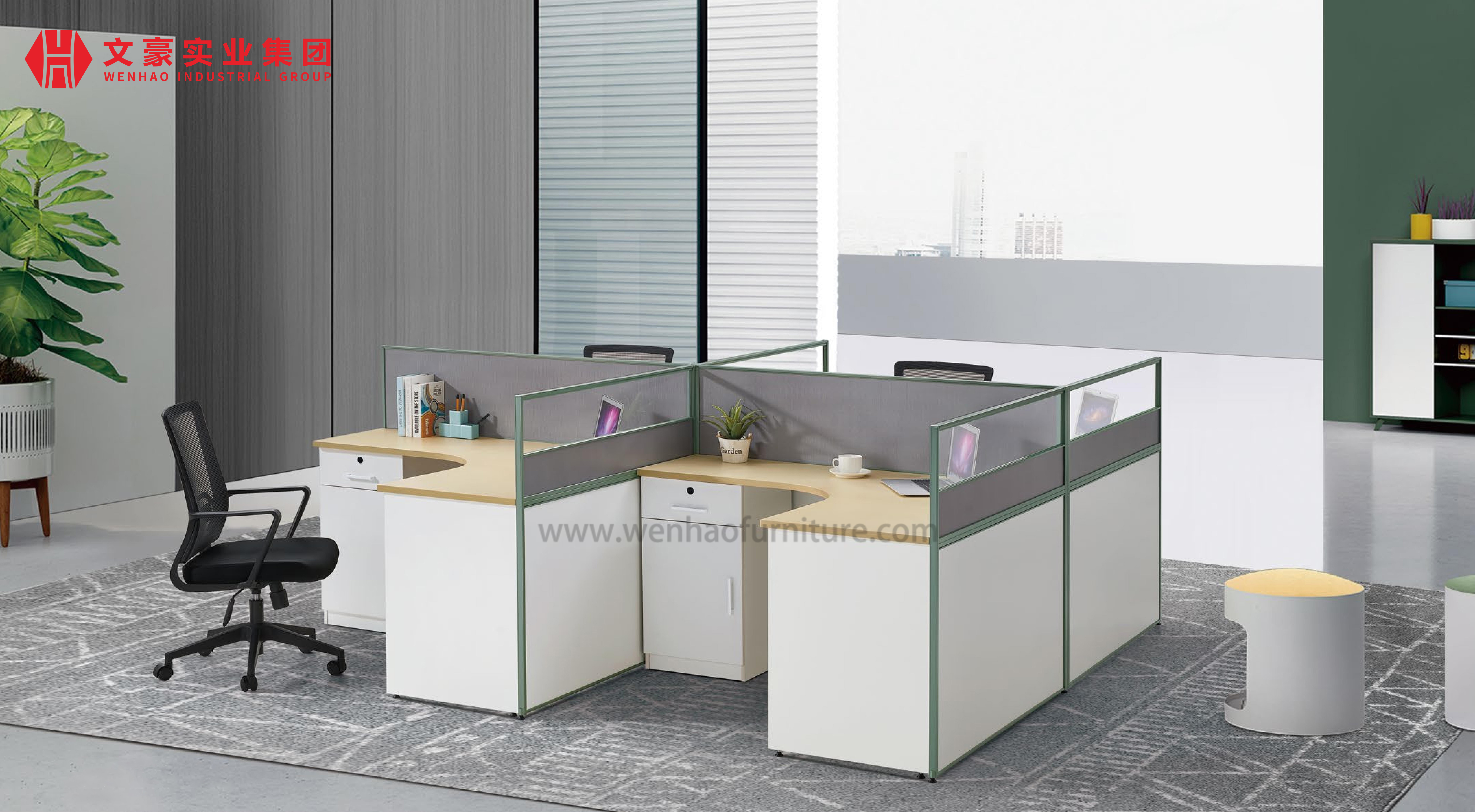 Mesa modular da estação de trabalho do pessoal do cubículo 4 do mobiliário de escritório