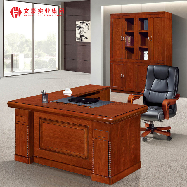 Mesa de escritório durável estilo chinês, supervisor de mesa de escritório de base dupla com gaveta e armário de arquivo