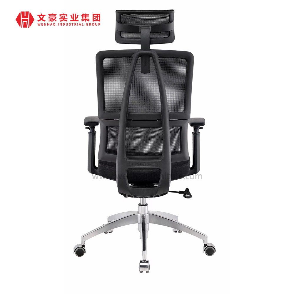 Cadeira de escritório ergonômica com encosto alto de malha completa de fábrica na China, giratória e cadeira executiva com apoio de cabeça ajustável