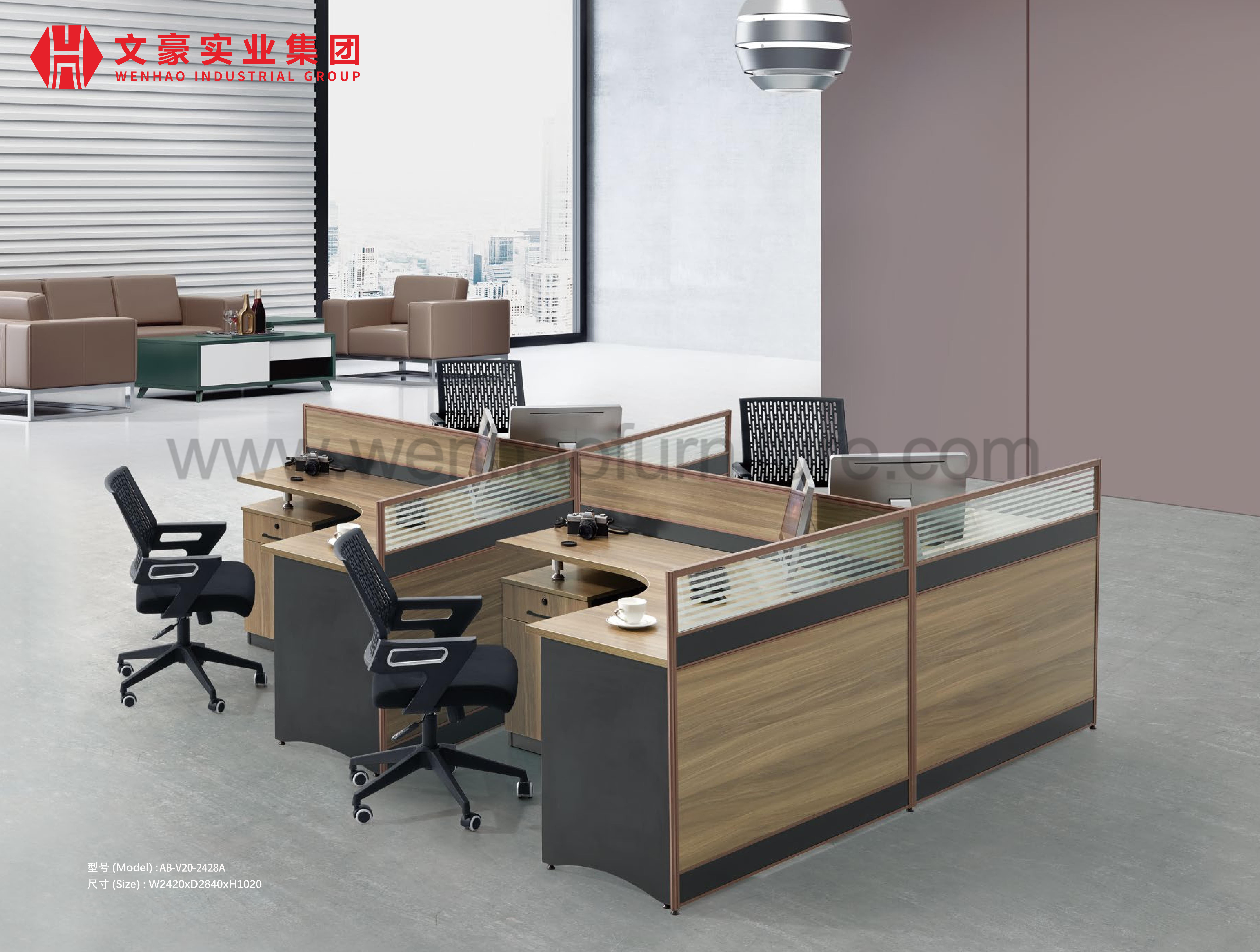 Fornecedor de móveis Foshan Xinda Clover Office Cubicle Workstation Moderno para 2 4 6 8 pessoas