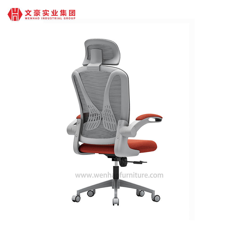 Cadeiras ergonômicas do escritório da malha com fábrica estofada alaranjada ajustável da cadeira de mesa do apoio de cabeça e do braço
