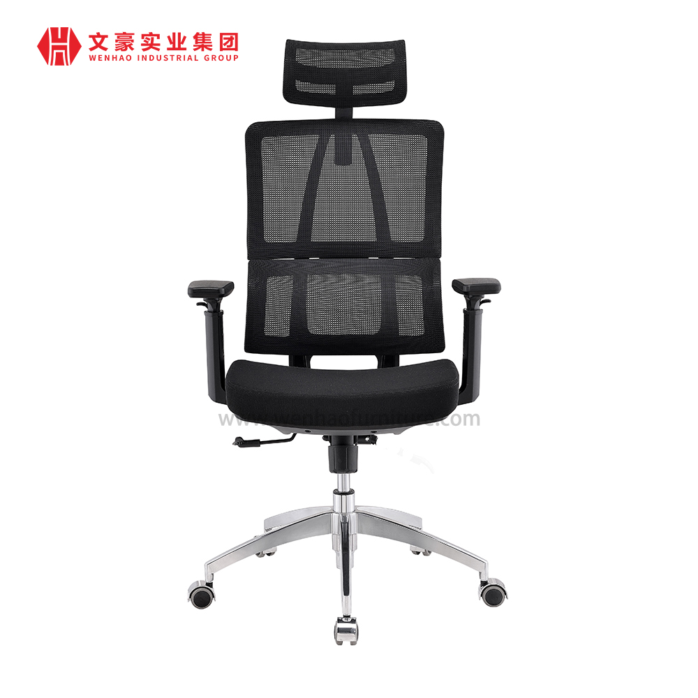 Cadeira de escritório ergonômica com encosto alto de malha completa de fábrica na China, giratória e cadeira executiva com apoio de cabeça ajustável