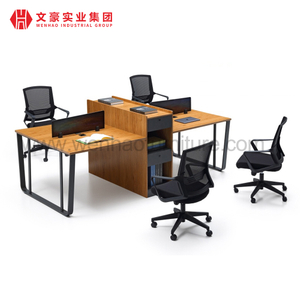 Computador moderno para 4 pessoas, mesa de trabalho de madeira para móveis de escritório para empresas