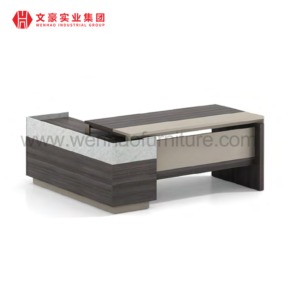 Novo design de mobiliário de escritório Mesa de escritório em forma de L Mesa de escritório executiva do CEO