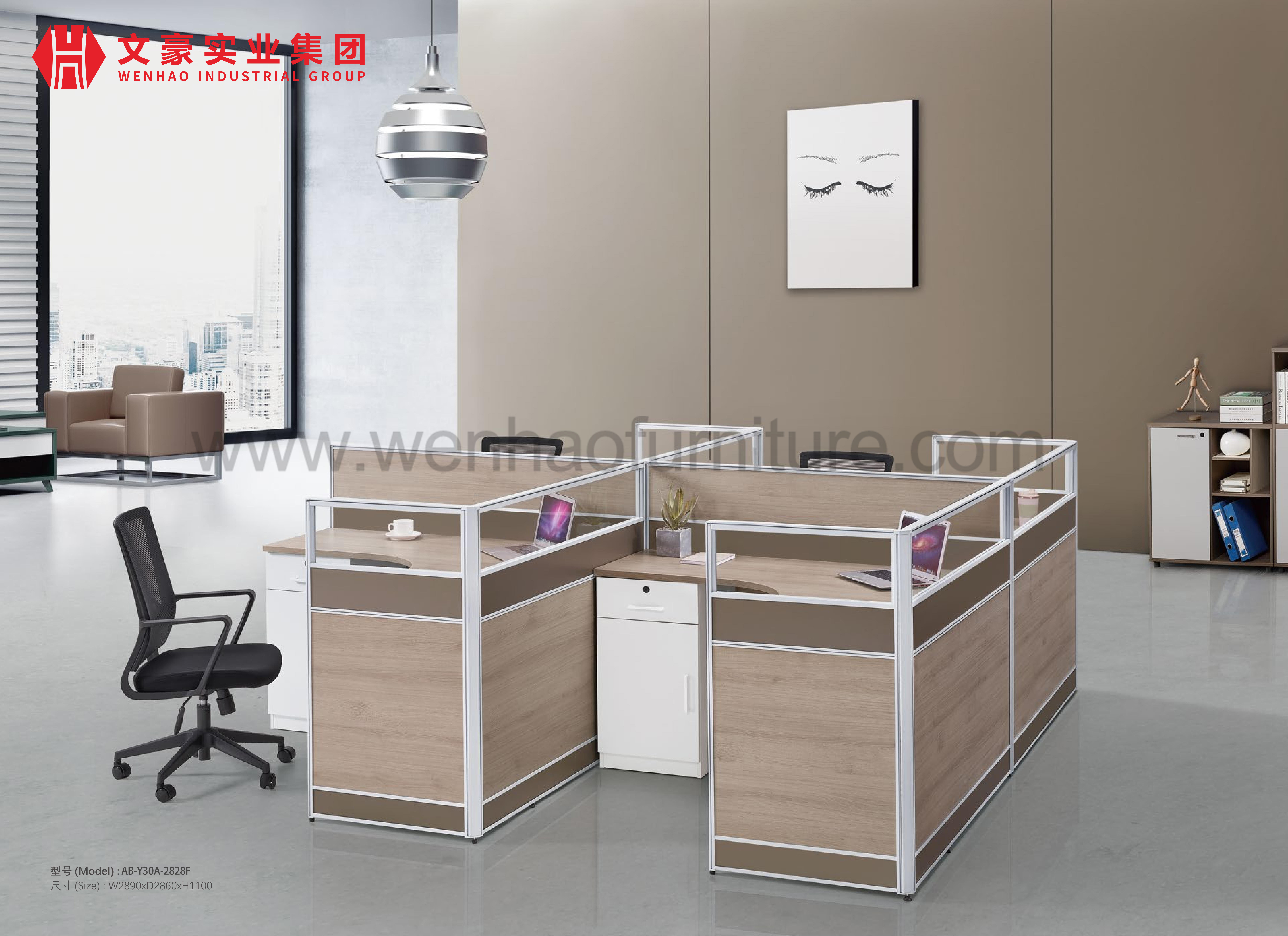 Cubículo de escritório com design modular direto da fábrica com 4 lugares para estação de trabalho de escritório para 4 pessoas