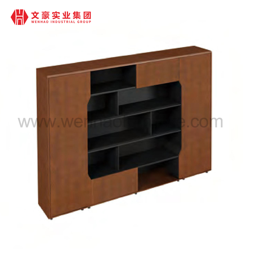 Móveis de escritório profissionais de madeira da China Executive Shape L Boss Luxury Office Desk com estante