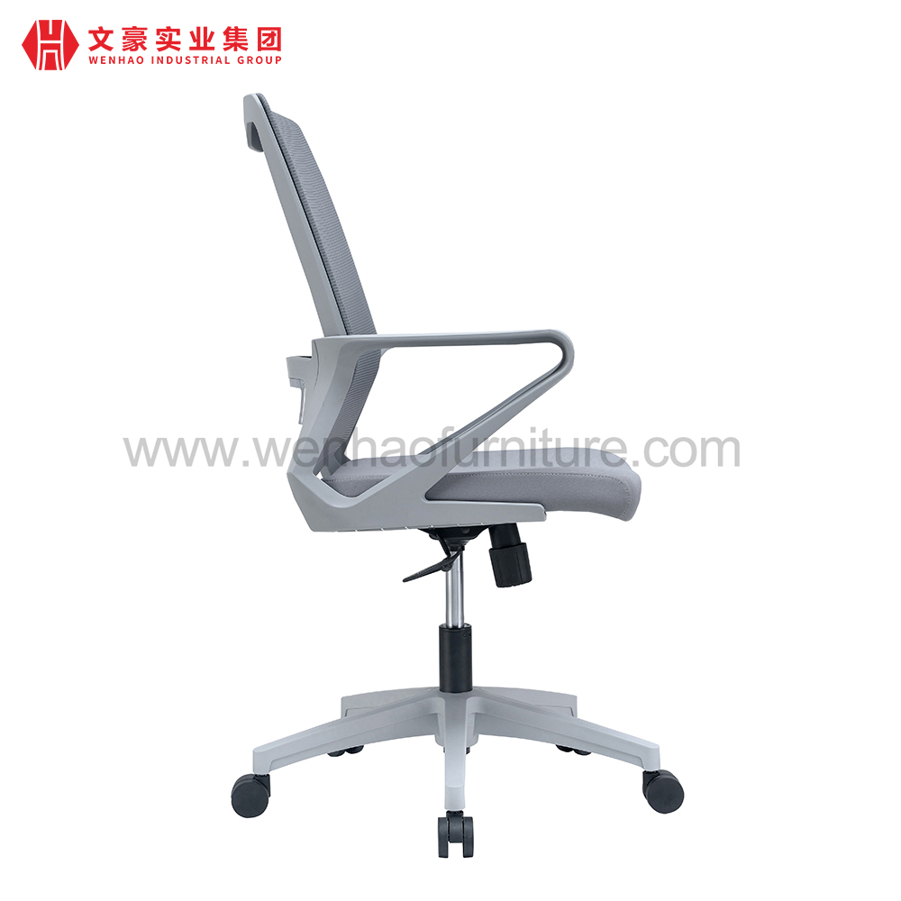 Cadeira de escritório de secretariado de malha cinza com suporte lombar fabricante de cadeiras de mesa estofadas na China