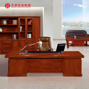 Estilo chinês mobiliário de escritório moda chefe mesa luxo taipan com gabinete lateral removível mesa do gerente