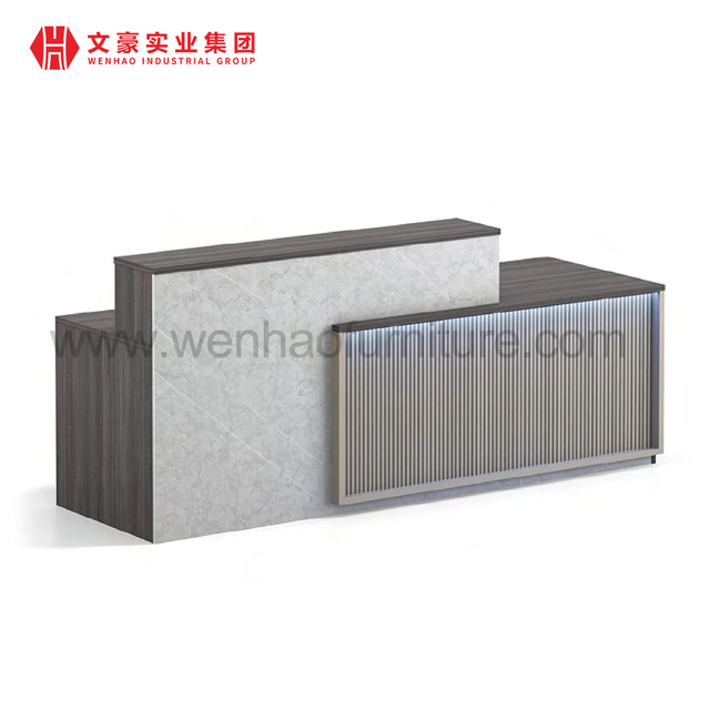 Mesa de recepção de luxo com logotipo personalizado, mesa de recepção moderna para salão de hotel