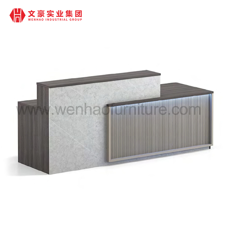 Mesa de recepção de luxo com logotipo personalizado, mesa de recepção moderna para salão de hotel