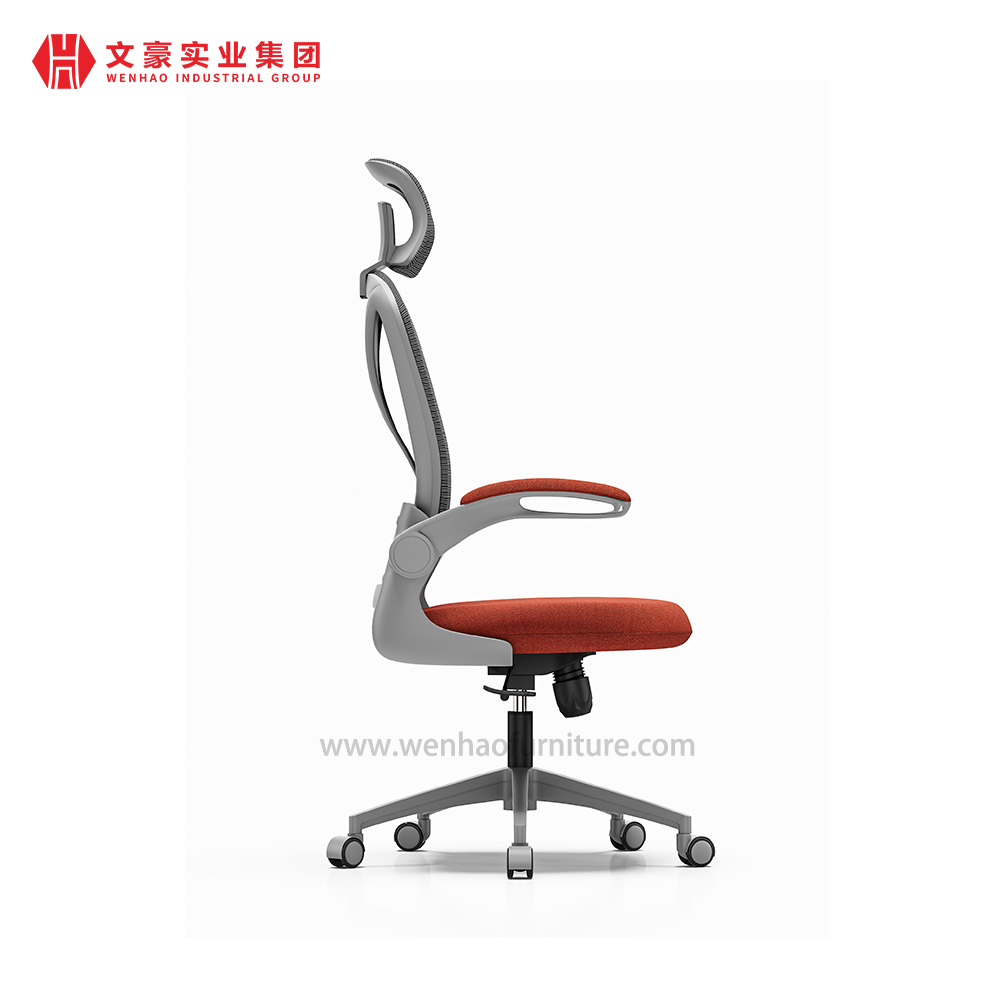 Cadeiras ergonômicas do escritório da malha com fábrica estofada alaranjada ajustável da cadeira de mesa do apoio de cabeça e do braço