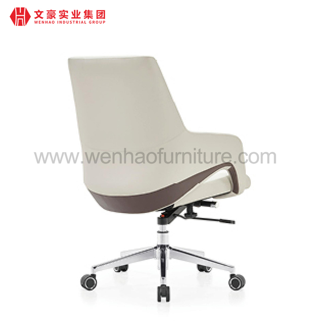 Cadeira de escritório de couro elegante PU Cadeiras de mesa profissionais giratórias em creme