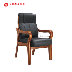 Cadeira executiva de couro preta traseira meados de da conferência do chefe do escritório da cadeira da madeira maciça