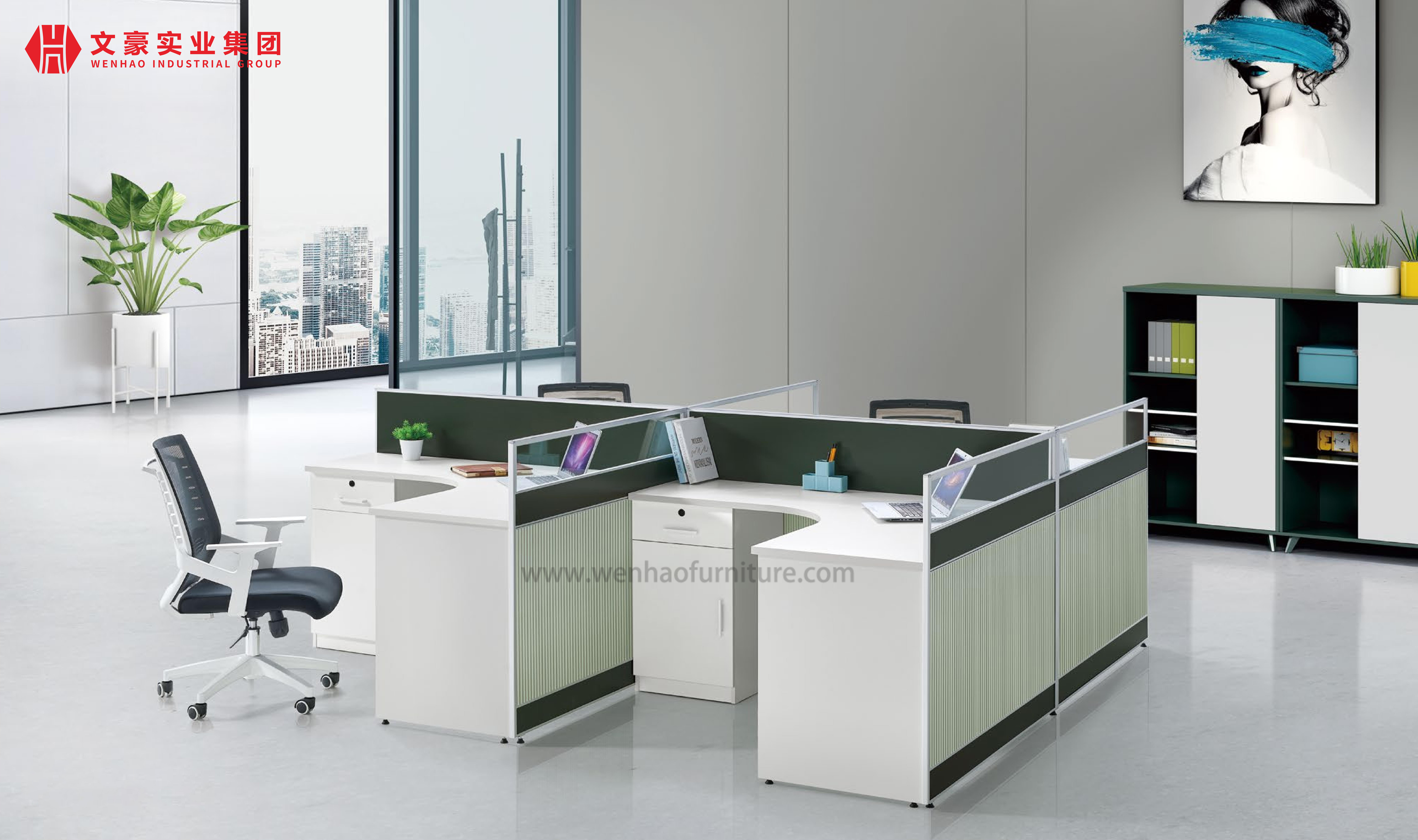 Moderno aberto modular 4 pessoas estações de trabalho baratas para 4 pessoas computador mesa de escritório mdf mesa divisória de escritório pessoal