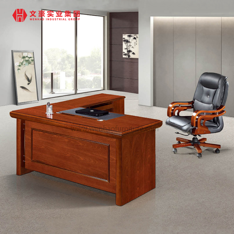 Mobília clássica luxuosa simples da mesa de escritório com imagens móveis da tabela executiva do escritório do armário de armazenamento