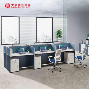 Novo design moderno mobiliário comercial modular em forma de l partição de vidro da estação de trabalho do computador 4 pessoas mesa de pessoal de escritório
