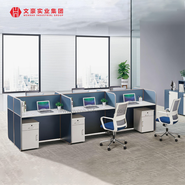 Novo design moderno mobiliário comercial modular em forma de l partição de vidro da estação de trabalho do computador 4 pessoas mesa de pessoal de escritório