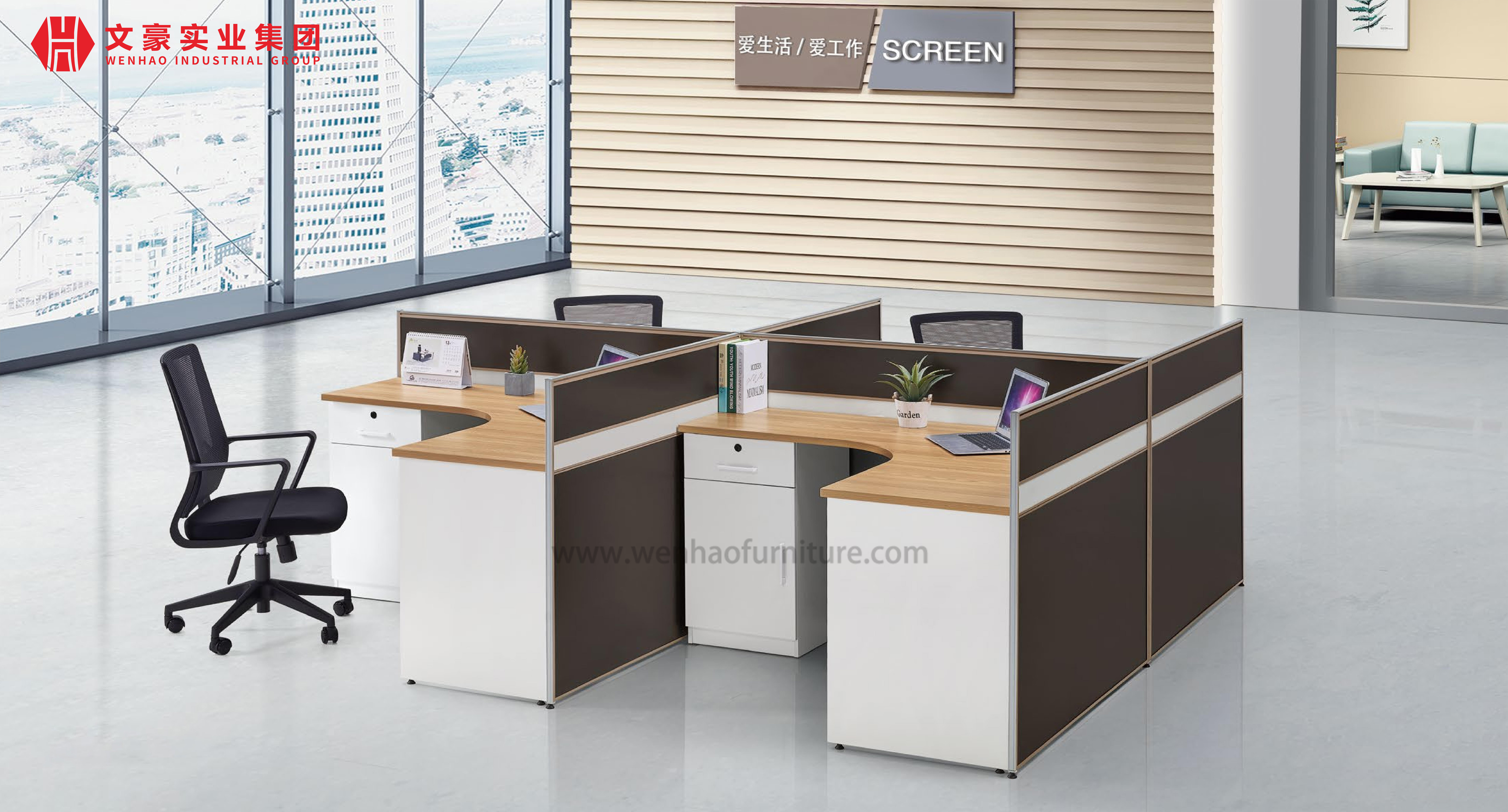 Fábrica de estações de trabalho na China Fabricante chinês de mesa de escritório com tela de trabalho