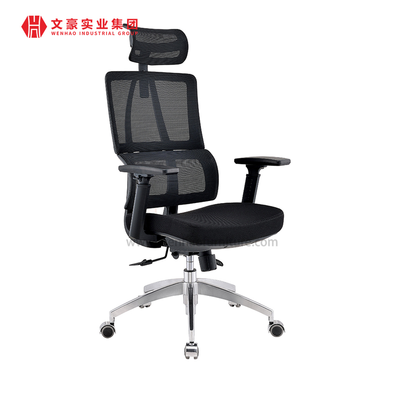 Cadeira de escritório ergonômica com encosto alto de malha completa de fábrica na China, giratória e cadeira executiva com apoio de cabeça ajustável